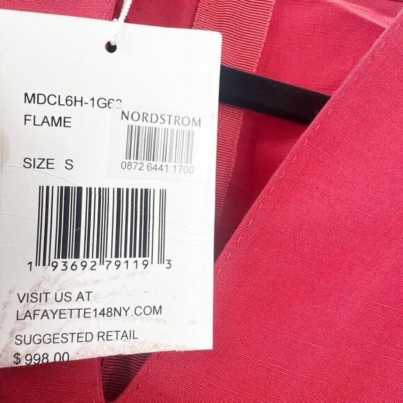 Lafayette 148 New York Raleigh Belted Silk Midi Dress in Flame Size S NWT - Picture 10 of 13